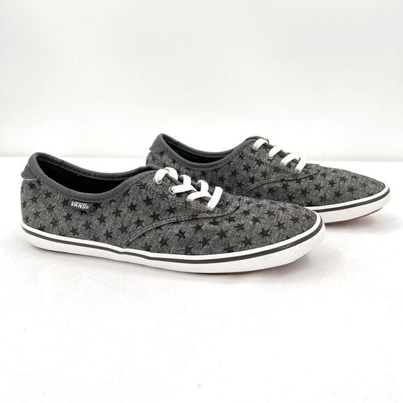 Vans Authentic Huntley Chambray Stars Gray White Sneakers Size 6.5 - Picture 1 of 10